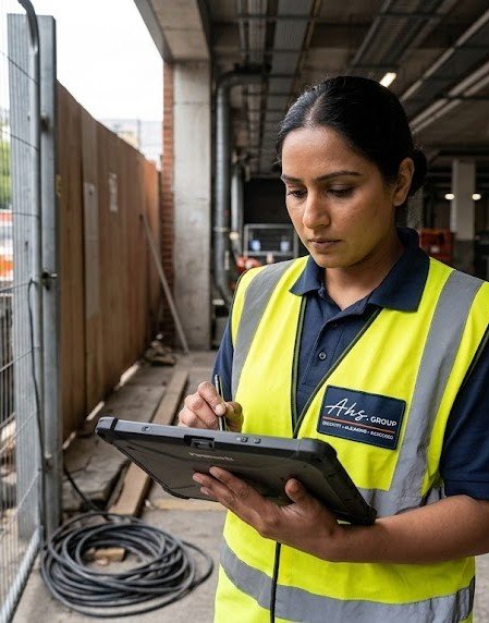 Officer using digital reporting tablet